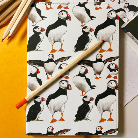 Puffins of Staffa A5 Line Notebook