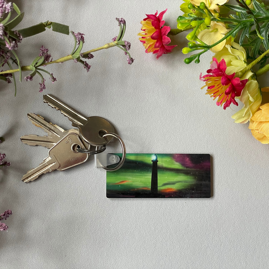 Aurora at the Lighthouse Keyring