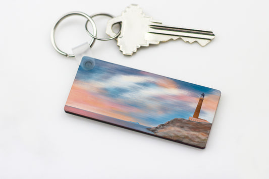 Sunset at the Lighthouse Keyring