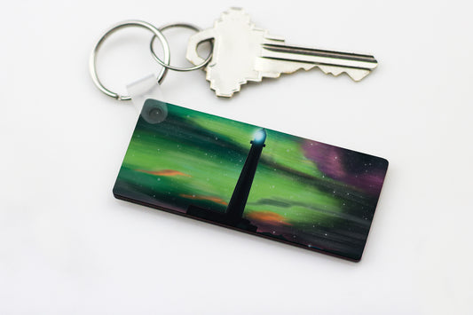 Aurora at the Lighthouse Keyring