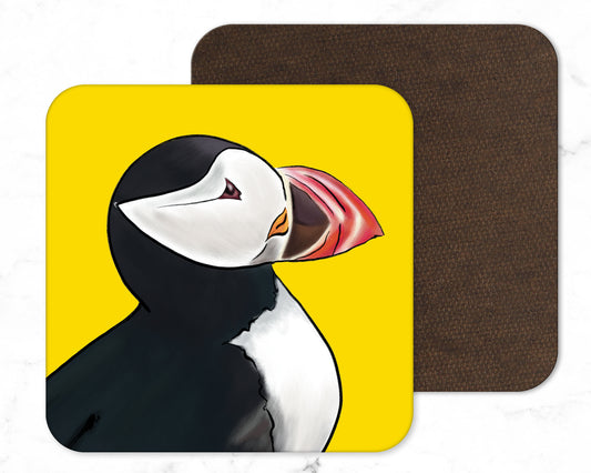 Yellow Puffins of Staffa Coaster