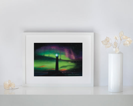 Aurora at the Lighthouse Framed Print