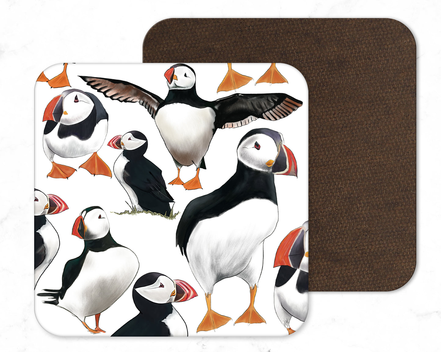 Puffins of Staffa Coaster