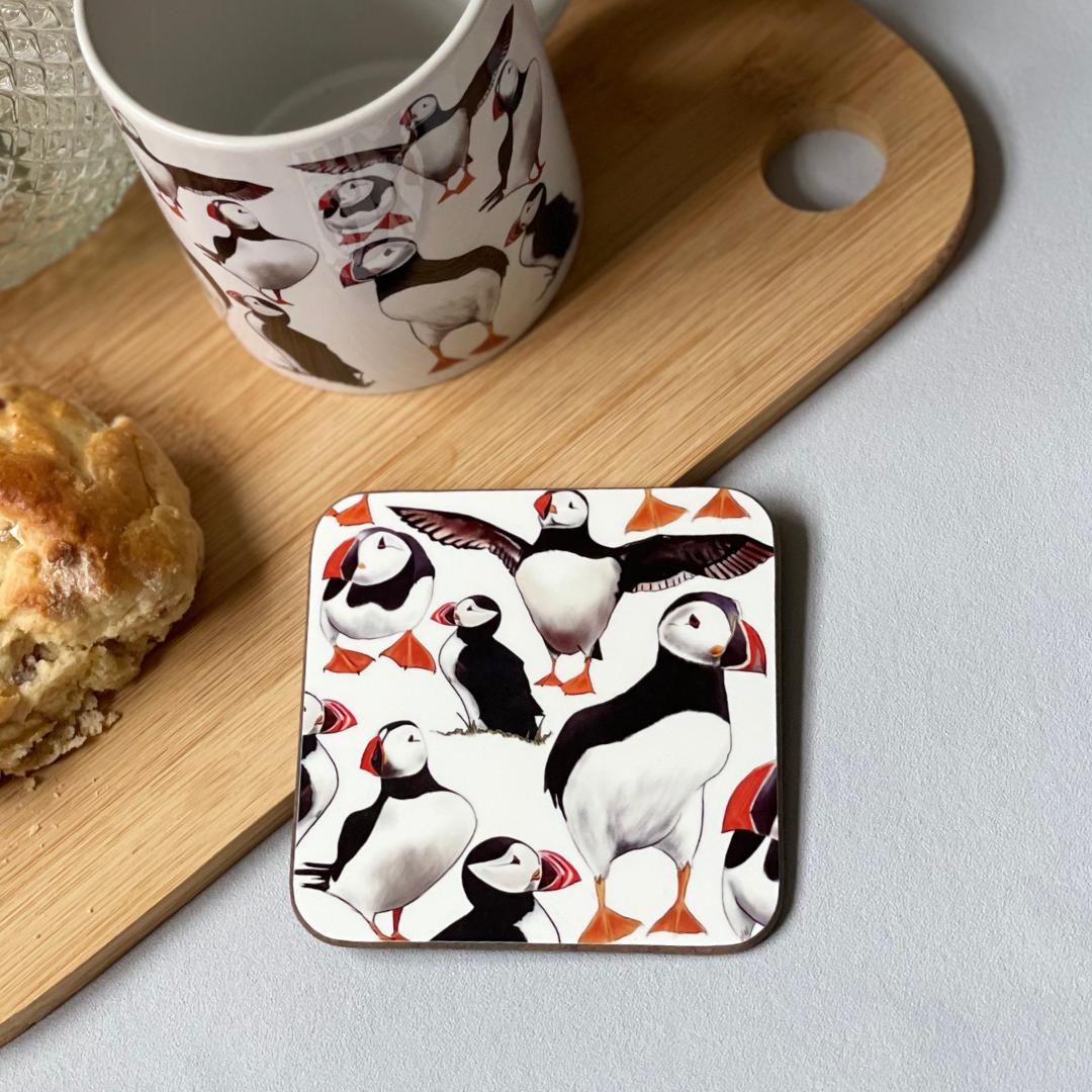 Puffins of Staffa Coaster